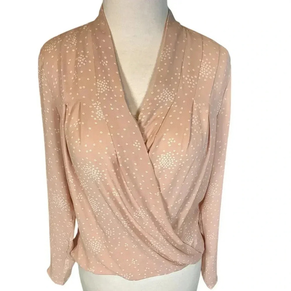 Ann Taylor Draped Blouse With Twisted V Neck Elegant Size Small Petite Blush - Picture 2 of 12